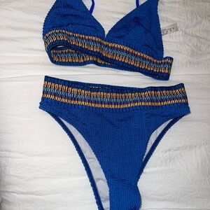 Blue and Yellow Bikini Set